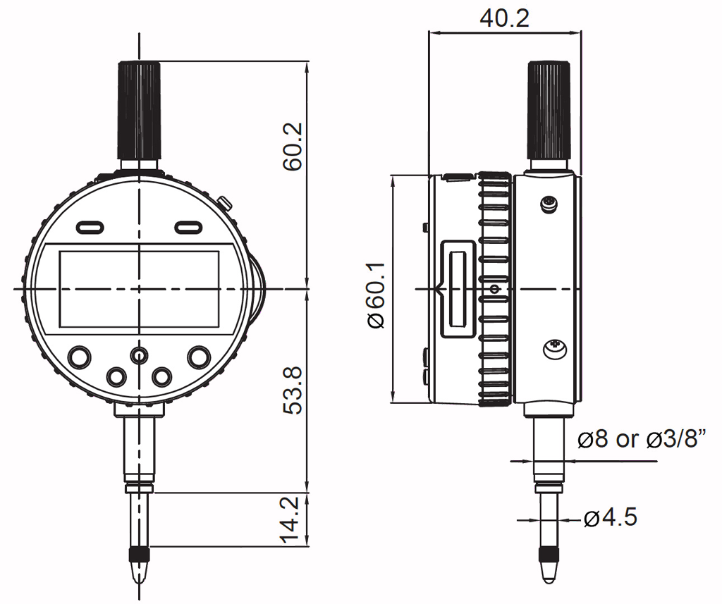 Digital dial indicators IP65, ULTRA active   12,5/0,001mm Ø58mm