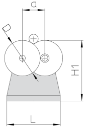 Abrollböcke, Paar, Gehäuse aus Spezialguss mit T-Nutklemmung 14mm 219mm (Ø100mm/10kg)