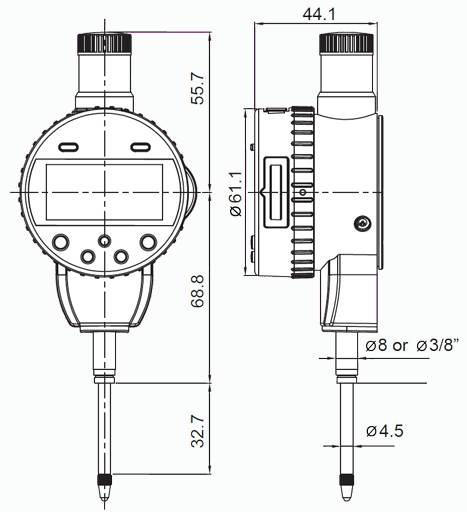 Digital dial indicators IP65, ULTRA active   25/0,001mm Ø58mm