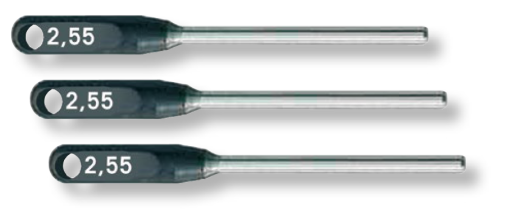 Prüfstifte, Gewindemessdrähte mit Ösengriffen 3 Stück, Messdrahtreihe nach Zeiss Ø 0,62mm ± 0,5µ