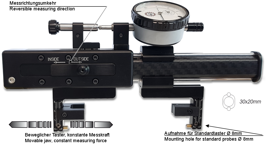 Universalvergleichsmessgeräte im Etui MINI PLATON CARBON für Innen- und Außenmessung 32-500mm / 0-470mm, 00656