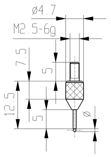 Messeinsätze für Messuhren Hartmetall mit Kugel Ø 0,4mm, 62409