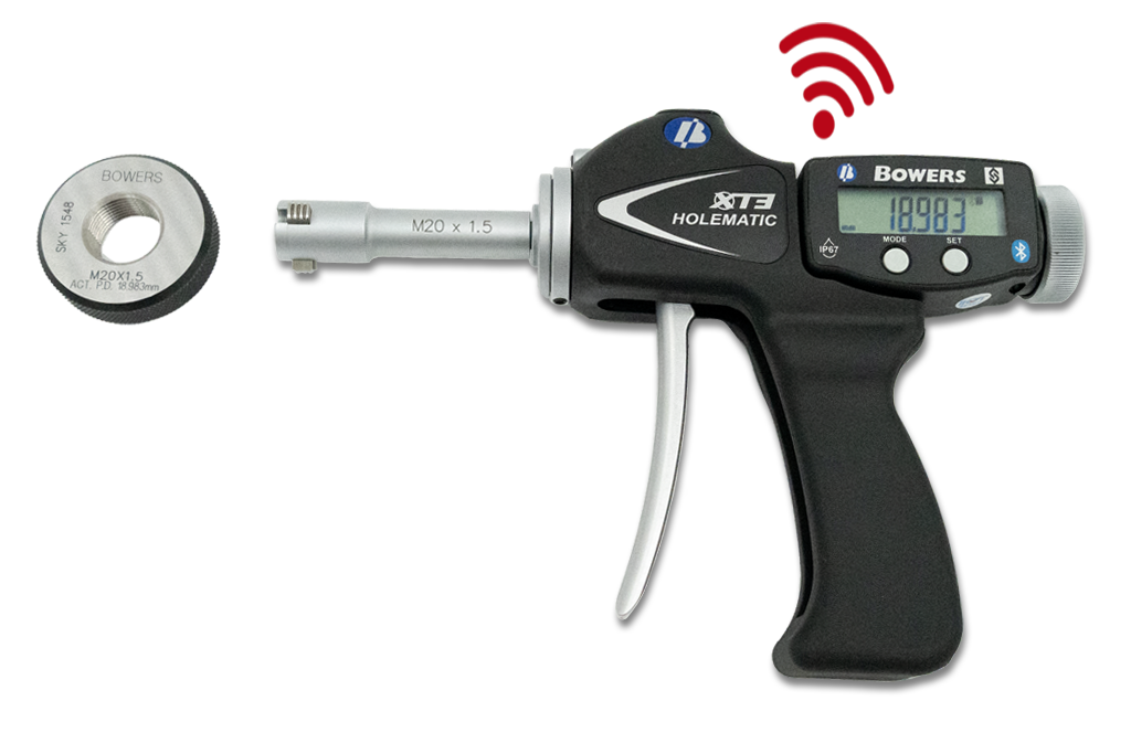 Digital-Innen-Schnellmessgerät-Sätze 3-Punkt XT THREAD für Gewinde, inklusive Einstellring u. UKAS-Kalibrierschein M10x1