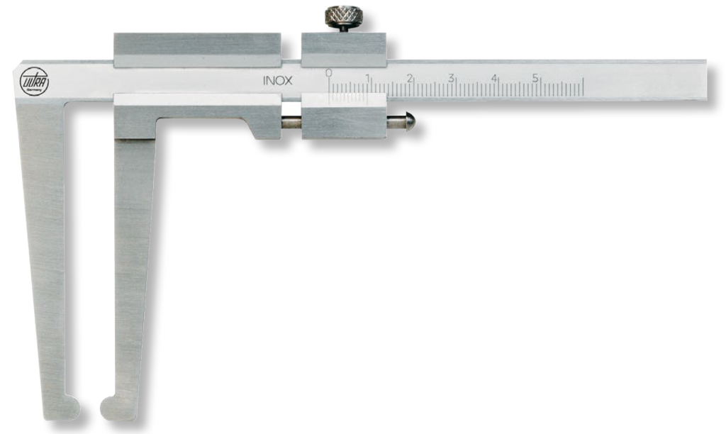 Messschieber inox matt für Bremsscheiben mit Schleppschieber 90x120-1/10mm