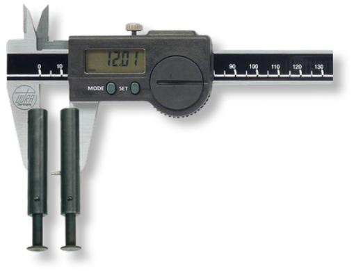 Accessories sets for calipers in box for measurement of grooves, bores and recesses for -150mm