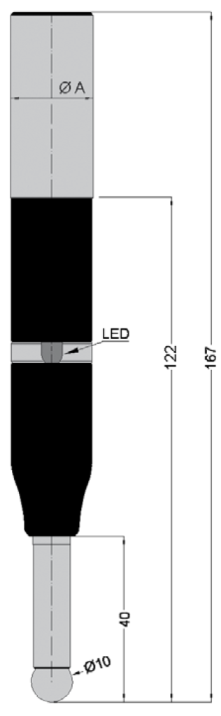 3D-Taster mit LED mit Kugeltaster Ø 10mm und Genauigkeit ± 0,005mm Ø 20mm