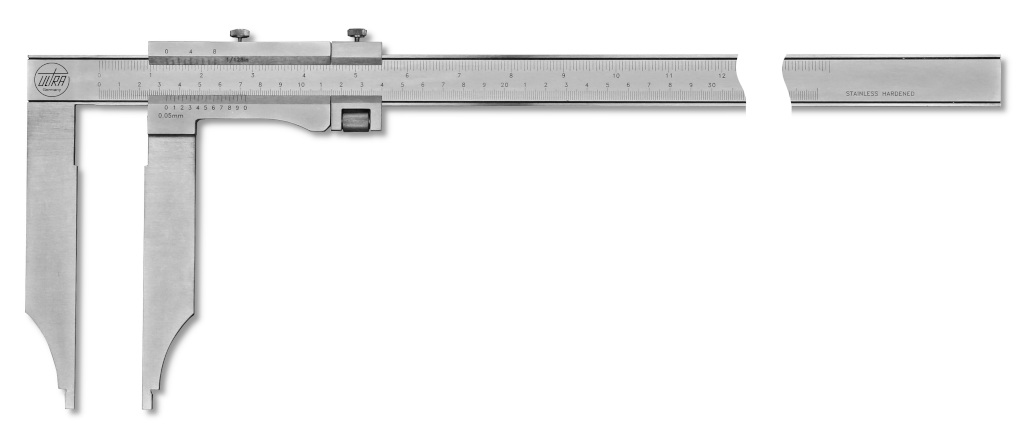 Messschieber ULTRA active inox mattverchromt im Etui ohne Spitzen, mit Feineinstellung 1500x200-1/20mm