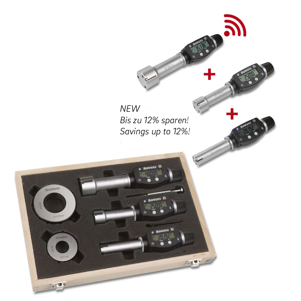 Digital internal micrometer sets, 3-point XTD-MULTI in box incl. 2x readout units, setting rings and UKAS calibration