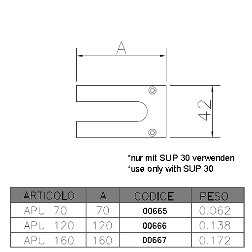 Measuring depth stops APU 70 Only in use with No. 1390337 (SUP30) for MINI PLATON 70x42mm, 00665