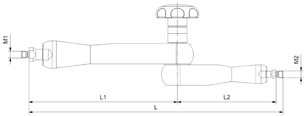 Anbau-Gelenk-Arme Strato µ-Line A-33 rot mit mechanischer Zentralklemmung 330mm/M8/M8, 4.800