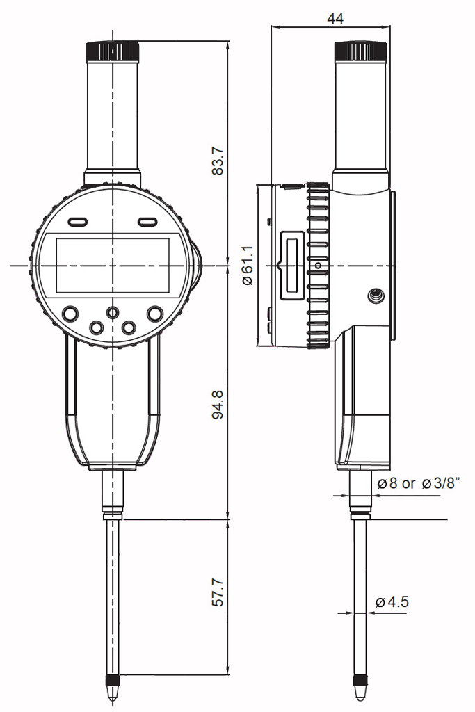 Digital-Messuhren IP65, ULTRA active   50/0,001mm Ø58mm