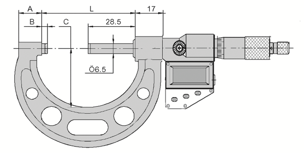 Digital-Bügelmessschrauben ULTRA active im Etui Hartmetallmessflächen Ø 6,5mm, Steigung 0,5mm, Einstellmaß 225-250/0,001mm