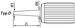Innenmessschrauben mit langen Hartmetall-Messzapfen, Steigung 0,5mm 625-650/6/3/25mm