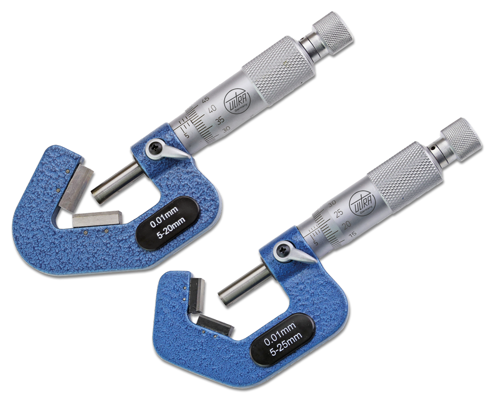 External micrometers with V-anvil for 3- and 5-edged workpieces