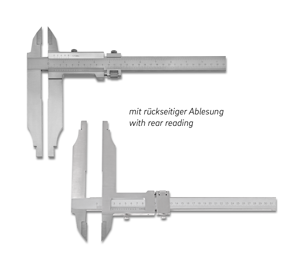 Vernier calipers ULTRA active inox matt in box With rear reading, with points, with fine adjustment