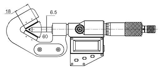External micrometers with V-anvil HM Ø6,5mm Pitch 0,5mm in box for 3-edged workpieces 5-20/0,01mm