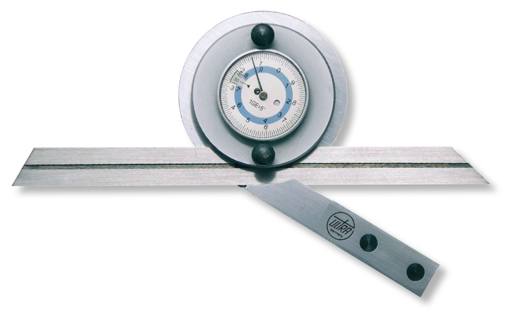 Winkelmesser Uhrablesung im Etui rostfreier Stahl 150/200/300mm