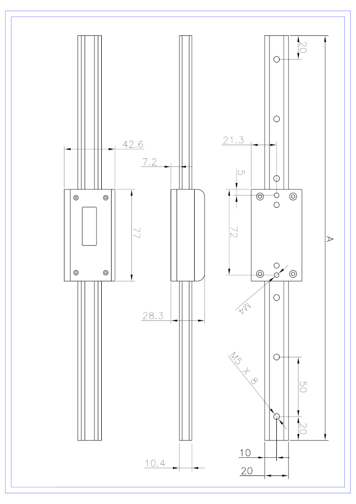 Digital-Anbaumessschieber E-LINE/O inox Horizontal, mit zwei Befestigungsbohrungen 400/0,01mm IP67, 88013