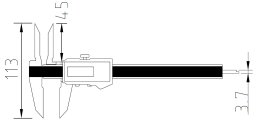 Digital-Taschenmessschieber DIGI ARES inox im Etui mit extra langen Kreuzspitzen, Tiefenmaß eckig 150x47/0,01mm IP67, 50001