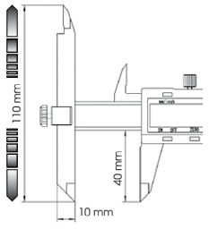 Digital-Taschenmessschieber ULTRA active inox im Etui mit höhenverstellbarem Schnabel 150x40/110/0,01mm