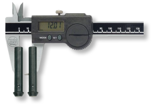 Accessories sets for calipers in box for measurement of grooves, bores and recesses for -150mm