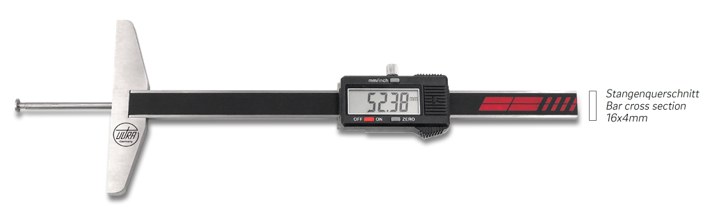 Digital depth calipers inox in box with disc measuring insert for small holes 150x100/0,01mm