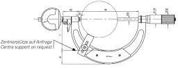 Bügelmessschrauben mit Aufnahme für Messuhren o. Feinzeiger im Etui, Hartmetallmessflächen Ø 8mm, Stg. 0,5mm 100-150/0,005mm