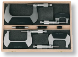 Bügelmessschrauben-Sätze ULTRA active, vorg. Gefühlsratsche Hartmetallmessflächen Ø 6,5mm, Stg. 0,5mm, Einstellmaße Bügelmessschrauben-Sätze ULTRA active, vorg. Gefühlsratsche Hartmetallmessflächen Ø 6,5mm, Stg. 0,5mm, Einstellmaße