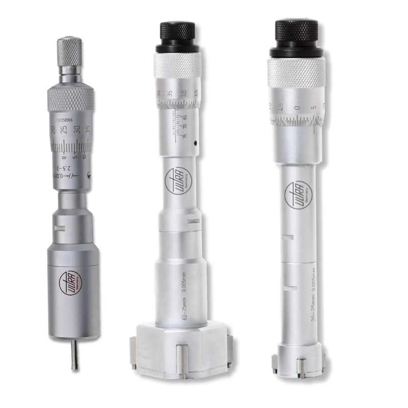Internal micrometers, 3-point ULTRA active in box with tungsten carbide meas. faces, incl. setting ring