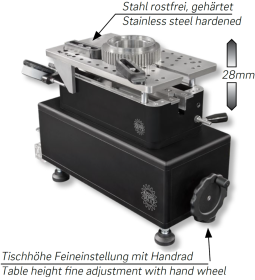 Universalvergleichsmessgeräte QUICK-CHECK im Koffer mit höhenverstellbarem Tisch durch Handrad Universalvergleichsmessgeräte QUICK-CHECK im Koffer mit höhenverstellbarem Tisch durch Handrad