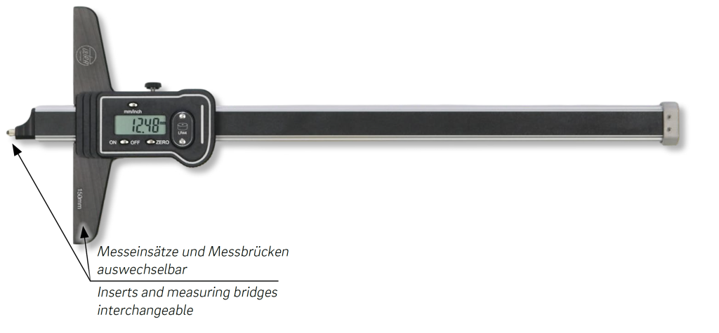 Digital depth calipers ULTRA active aluminium in box including measuring bridges and measuring insert