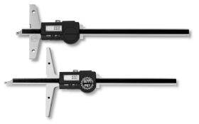 Digital-Tiefenmessschieber DIGI R/L BRIDGE inox im Etui mit abgeschrägter Spitze