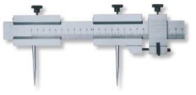Stangenzirkel, Stange aus Flachstahl DIN 866/B mit auswechselbaren Spitzen