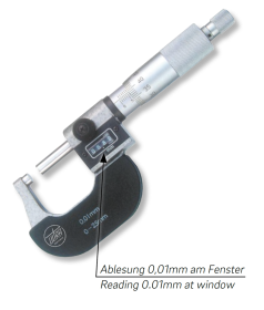 Bügelmessschrauben ULTRA active im Etui mit Zählwerk Hartmetallmessflächen Ø 6,5mm, Steigung 0,5mm