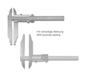 Messschieber ULTRA active inox mattverchromt im Etui mit rückseitiger Ablesung, mit Spitzen, mit Feineinstellung