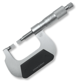 Bügelmessschrauben ULTRA active im Etui für Nutenmessung mit flachen Messenden gehärtet 0,75x6,5mm, Steigung 0,5mm