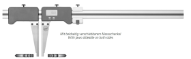 Digital calipers ALINOX aluminium Jaws movable on both sides, with fine adjustment