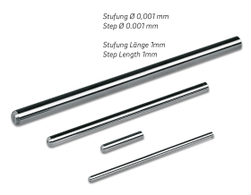 Prüfstifte, einzeln, Tol.±0,001mm, Sonderlängen L kleiner als 150mm, Spezialstahl DIN 2269