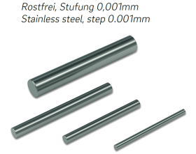Prüfstifte, einzeln, Stufung 0,001mm rostfreier Stahl gehärtet DIN 2269