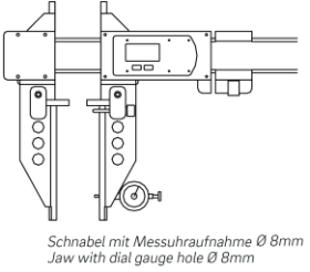 Schnäbel mit Messuhraufnahme Ø 8mm für Digital-Messschieber ZEUS CARBON Nr. 1851 7.. Schnäbel mit Messuhraufnahme Ø 8mm für Digital-Messschieber ZEUS CARBON Nr. 1851 7..