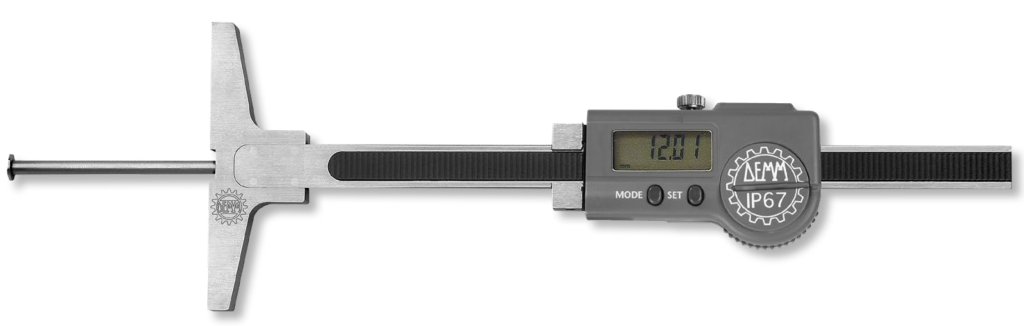 Digital depth calipers DIGI FROD inox in box with disc measuring insert for small holes