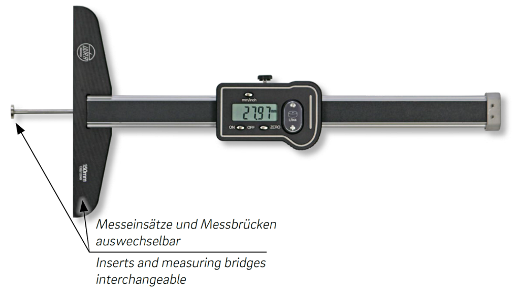 Digital depth calipers ULTRA active aluminium in box for grooves, bores, recesses and offsets