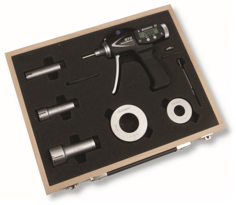 Digital pistol grip bore gauge sets XTH in box including setting rings and UKAS calibration certificate