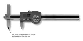 Digital-Taschenmessschieber DIGI POSEIDONE inox im Etui mit höhenverstellbarem Schnabel für Bohrungsabstandsmessung Digital-Taschenmessschieber DIGI POSEIDONE inox im Etui mit höhenverstellbarem Schnabel für Bohrungsabstandsmessung