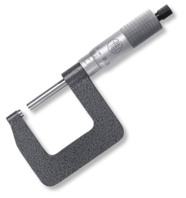 External micrometers with angular frame Tungsten carbide measuring faces Ø 6,5mm, pitch 1,0mm External micrometers with angular frame Tungsten carbide measuring faces Ø 6,5mm, pitch 1,0mm